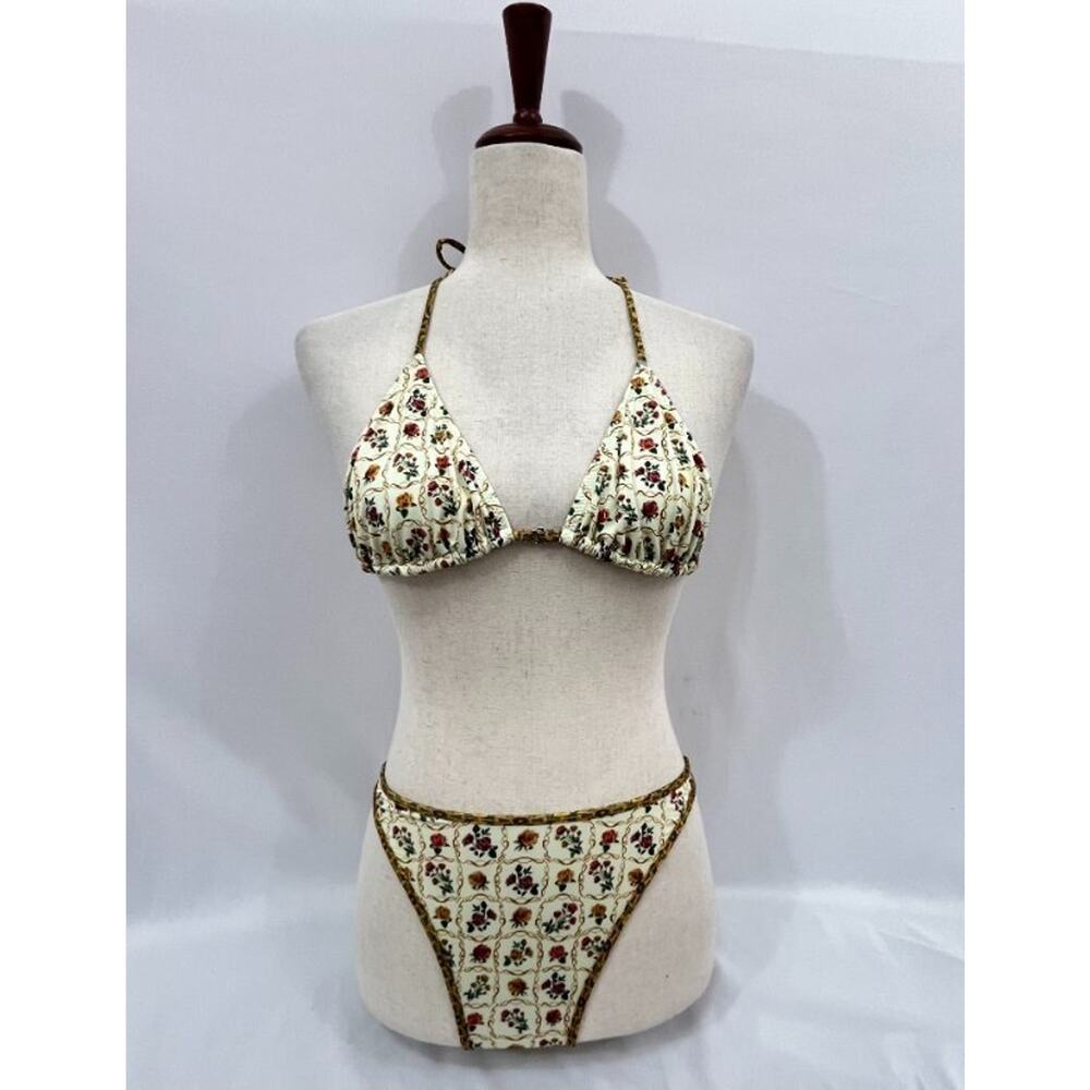 HEAVY MANNERS Sz M Medium 2pc Bikini Swimsuit Swim Set Antique Floral - Picture 2 of 14